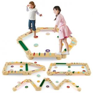 Coast Balance Beam Set - Stepping Stones - Max 60Kg - Bois - 58x9.5x3cm - Multicolore