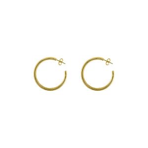 Boucles D'oreilles En Argent Créoles Tubes Modèle Doré Diamètre 40mm