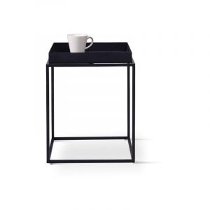 Kosmi Bout de canapé table basse industrielle métal noire 40x40x45