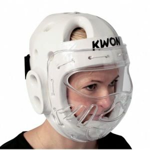 Casque Taekwondo avec visi&egrave;re Kwon KSL - blanc - M