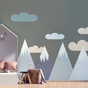 Ambiance Stickers muraux enfants - Décoration chambre bébé - Autocollant Sticker mural géant enfant montagnes scandinaves JENKA - 70x105cm