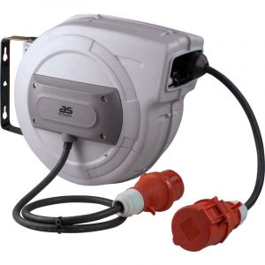 AS - Schwabe Schwabe Enrollador de cable autom&aacute;tico CEE de 10 m de cable, para obr y talleres, dise&ntilde;o robusto, c&oacute;modo montaje en la pared con giro de 180&deg;, gris, 12648