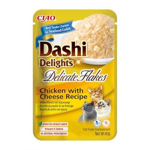 INABA Dashi Delights &ndash; Recette de poulet au fromage (1 x 40 g) / sans c&eacute;r&eacute;ales, riche en prot&eacute;ines, ingr&eacute;dients naturels, d&eacute;licieux et sain, nourriture humide pour chat