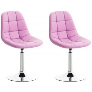 CLP Lot de 2 Chaises de Salon Emil similicuir avec Piètement en métal chromé siège pivotant, Rose