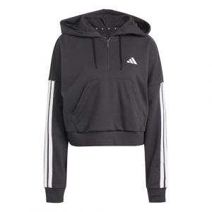 Adidas Sweatshirt &agrave; capuche 1/4 zip femme Essentials 3-Stripes
