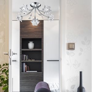Searchlight Plafonnier 5 ampoules Bellis, en chrome et verre