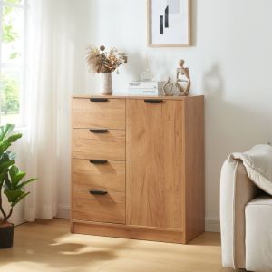 Commode Varkaus 90 x 80 x 40 cm effet chêne en.casa
