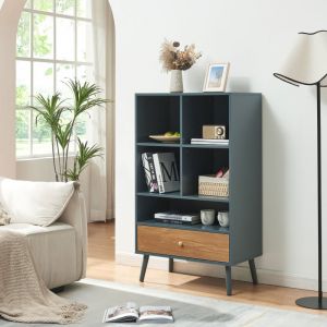 Biblioth&egrave;que Reyljand 120 x 70 x 40 cm gris effet ch&ecirc;ne [en.casa]