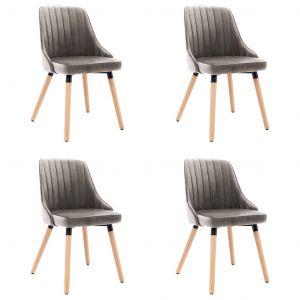 Image de VidaXL Chaises de Salle à Manger Velours 4 pcs Gris Clair