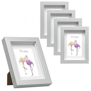 EUGAD lot de 5 Cadres Photo Style 3D MDF et Verre 30x40cm Argent