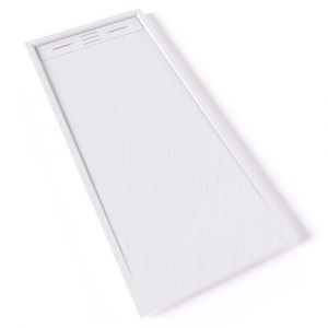 HIEMAL Receveur de douche 70 x 160 cm résine Blanc aspect ardoise + bonde incluse - Salle de bain