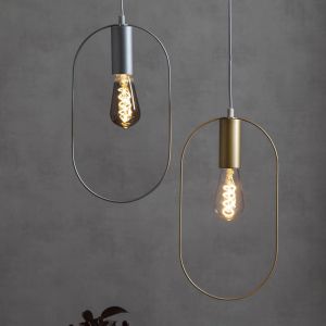Suspension Star Trading Shape' avec douille E27 pour ampoules décoratives, ovale, argent, h 38 cm