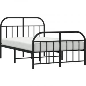 VidaXL Cadre de lit métal avec tête de lit/pied de lit noir 120x190 cm, lit double, meuble de chambre à coucher, lit d'invité, lit