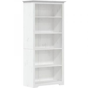 VidaXL Bibliothèque 5 Niveaux, Étagère à Livres avec Rangement, Armoire à Livres, Meuble de Salon Salle de Séjour, Blanc Bois Pin Massif