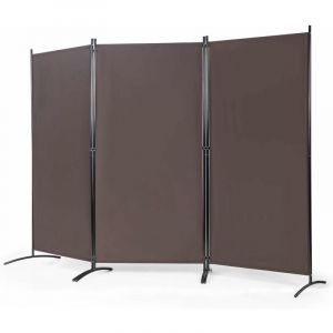 Paravent sur Pied 3 Panneaux Pliable,Brise Vue,Cloison de S&eacute;paration Pi&egrave;ce Prot&eacute;ger Priv&eacute;e, 260 x 183 cm Caf&eacute; - Costway