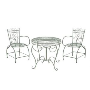 CLP Ensemble de Jardin en Fer Forg&eacute; Sheela - Set Meuble de Jardin 1 Table et 2 Chaises en Fer Design Antique - Salon de Jardin en Fer - Couleur :, Couleurs:Antique-Vert