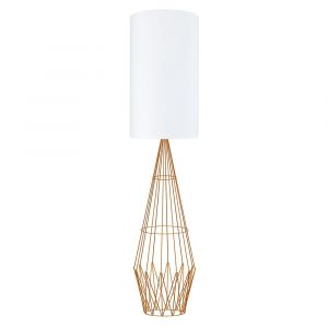Tosel Lampadaire 1 lumière - luminaire intérieur - tissu blanc - Style vintage - H165cm L30cm P30cm