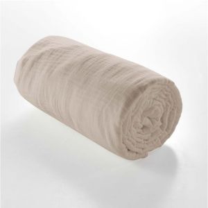 Linge - Drap Housse Gaze de coton - Bonnet 30 Cm - Plusieurs Tailles - Plusieurs Coloris - 180x200cm - beige.