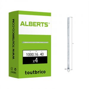 Alberts 308735 Penture | en différents modèles | zinguée | gond Ø16 mm | dimensions 1000 x 40 mm | Set de 4 pièces
