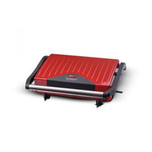 Techwood TPG-755 - Panini Grill Rouge 750 W avec pieds anti dérapant, Plaque grill anti-adhésive