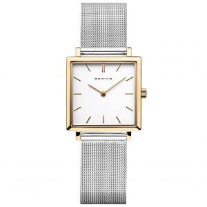 Bering 18226-010 Montre &Agrave; Quartz pour Femme, 26 mm, Bo&icirc;tier en Acier Inoxydable Dor&eacute; Et Cadran Blanc, Bracelet Milanais, Verre Saphir, 3 ATM