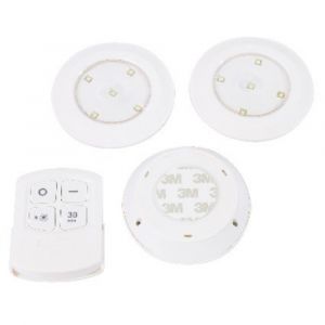 Gefom Lot de 3 spots leds avec télécommande Blanc - Blanc