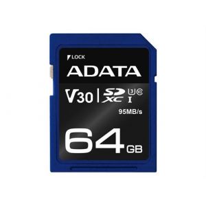 Image de Adata ASDX64GUI3V30S-R mémoire flash 64 Go SDXC UHS-I Classe 10, Carte mémoire