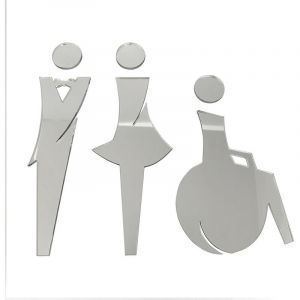 Pictogramme WC en relief - Plexi miroir argent