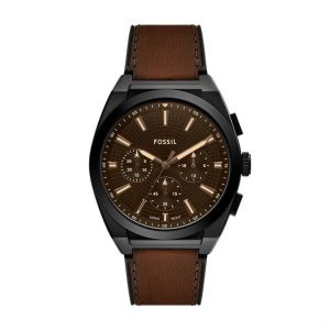 Fossil Montre Homme Montres Everett - FS6108 Bracelet Cuir Marron