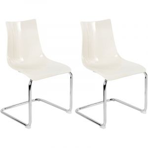Beliani Lot de 2 Chaises de Salle à Manger Moderne en Plastique Blanc Cassé Marshall