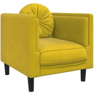 VidaXL Fauteuil avec coussin jaune velours