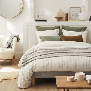 Essix Parure de lit unie en flanelle de coton beige 200x200