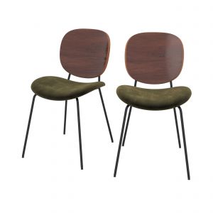 Chaise en velours vert kaki (lot de 2) - SIMONE