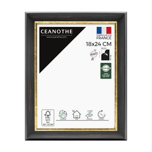Ceanothe Cadre photo noir et finition dor&eacute; 18x24 cm r&eacute;sine recycl&eacute;e