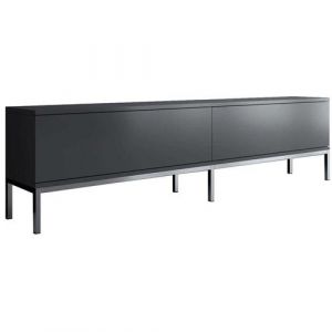 Hanah Home - Meuble TV en aggloméré et métal Lord anthracite et argenté