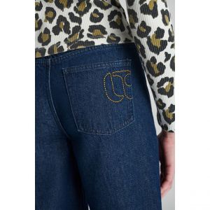 Le Temps des Cerises Pantalon enfant Jeans wide leg alexgi taille haute bleu n°0