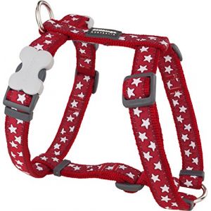 RedDingo Harnais réglable pour chien Rouge Etoiles Blanc 30-42 cm 12 mm