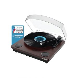 Platine Majority Moto - Bluetooth - streaming musical sans fil - élément Audio Technica AT3600L - expérience d'écoute supérieure - USB et AUX - design épuré - bras de lecture de précision - commandes conviviales - haut-parleurs intégrés - noir