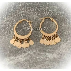 Boucles D'oreilles - Bijouxia - Cr&eacute;oles Pampilles Orientales - Plaqu&eacute; Or 750/1000 - 2 Cm