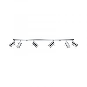 Plafonnier 6 Spots Orientables M&eacute;tal pour Ampoule GU10 - Chrom&eacute; Silumen Chrom&eacute;