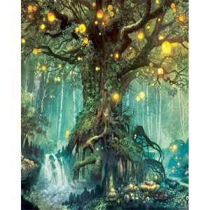 Figured'Art Peinture par Num&eacute;ro Adulte Arbre f&eacute;&eacute;rique - Activit&eacute; Manuelle Kit de Loisir Cr&eacute;atif DIY Num&eacute;ro d'Art Complet - 40x50cm sans ch&acirc;ssis en bois