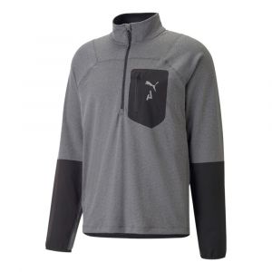 Puma Seasons Raincell Half-Zip Top De Course Hommes-Gris,Noir, Taille XL