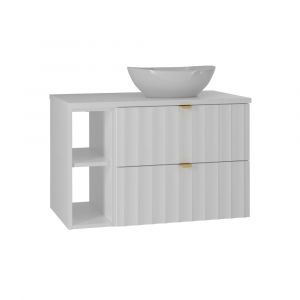 Meuble simple vasque 80cm 2 niches Lexa Blanc