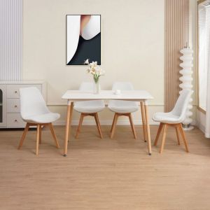 M&S Ensemble repas table + 4 chaises blanc et naturel - scandi