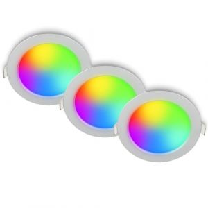 BRILONER - Set de 3 spots LED encastrables 230V avec télécommande, dimmable, RGB, CCT blanc chaud à froid, spot encastrable, spots plafond, 12x4 cm, chrome mat