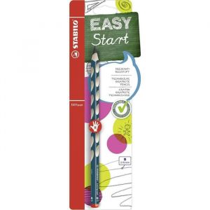 Stabilo Blister x 1 crayon graphite EASYgraph B droitier - bleu ardoise