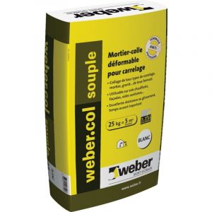 Weber Saint Gobain - Mortier-colle déformable col souple - blanc - sac de 25 kg - Mortier colle souple - Blanc - 25 kg - Blanc