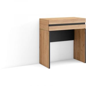 Table Console d'Entrée, Grand espace de rangement, 70x35x75 cm, Avec tiroir, Chêne, RF3446