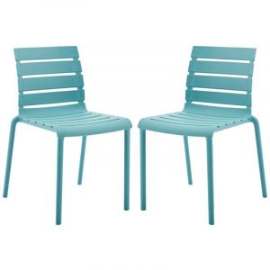 Vente-unique - Lot de 2 chaises de jardin empilables en polypropylène - Bleu ciel - pandji de mylia