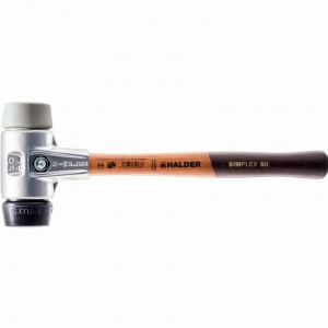 Maillet HALDER SIMPLEX Caoutchouc charg&eacute; / TPE moyen avec bo&icirc;tier en aluminium et manche en bois - D=40 mm - 3123.040